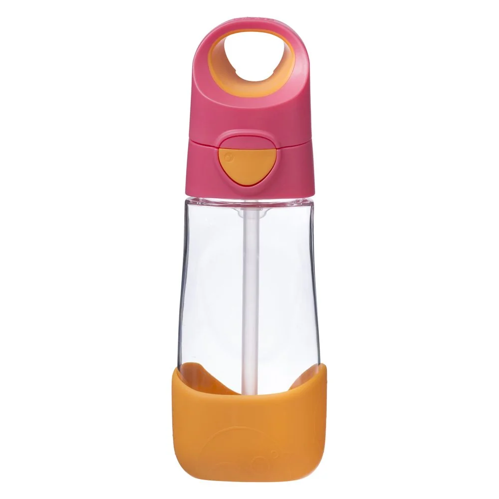 B.BOX Lahev na pití s brčkem 450 ml - růžová/oranžová