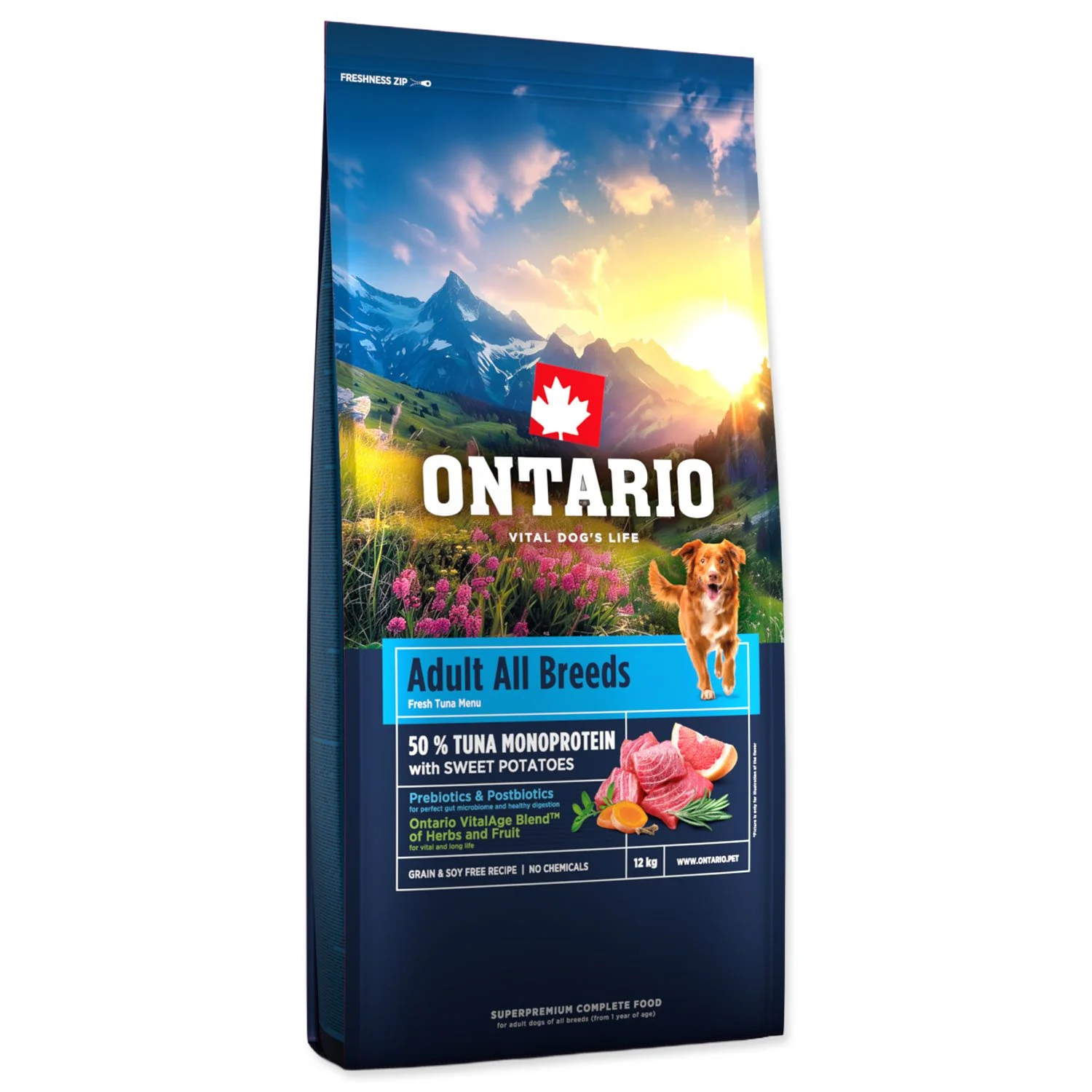Ontario Krmivo Adult All Breeds Monoprotein Tuna & Sweet Potatoes 12kg