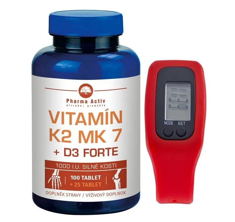 Pharma Activ Vitamín K2 MK 7 + D3 Forte 125 tablet + dárek Fitness náramek