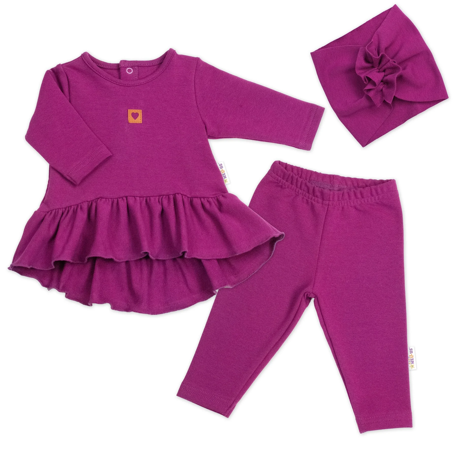 Baby Nellys Luxusní bavlněná sada, 3D, NATURE - purpurová, vel. 74