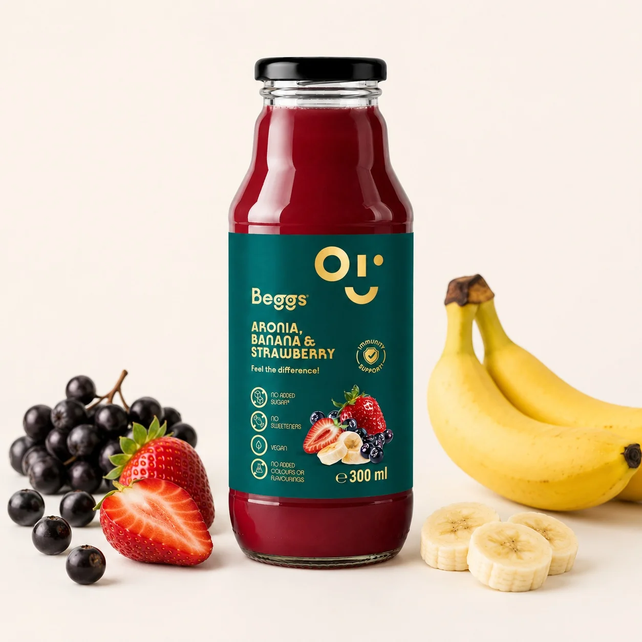 Beggs Aronie, jablko, banán & jahoda nápoj 300 ml