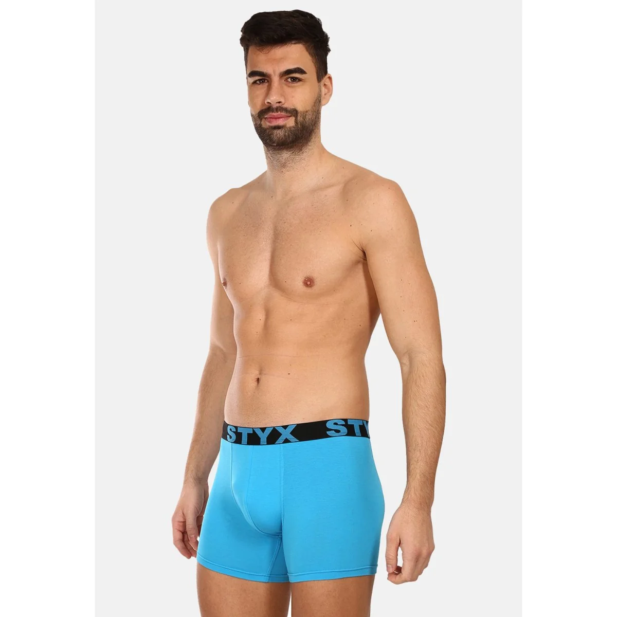 Styx Pánské boxerky long sportovní guma světle modré (U1169) M
