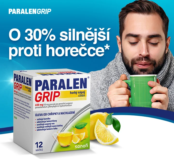 Paralen Grip. O 30 % silnější proti horečce. Paralen Grip. O 30 % silnější proti horečce.