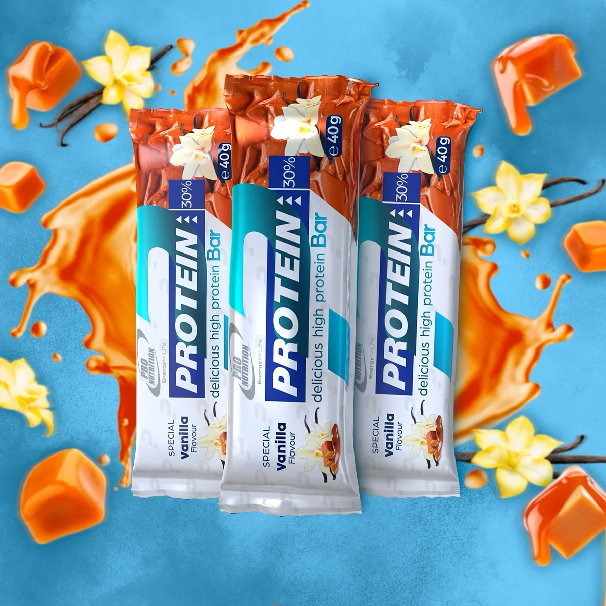 Pro Nutrition Protein Bar 12 x 40 g - vanilka s karamelovou vrstvou
