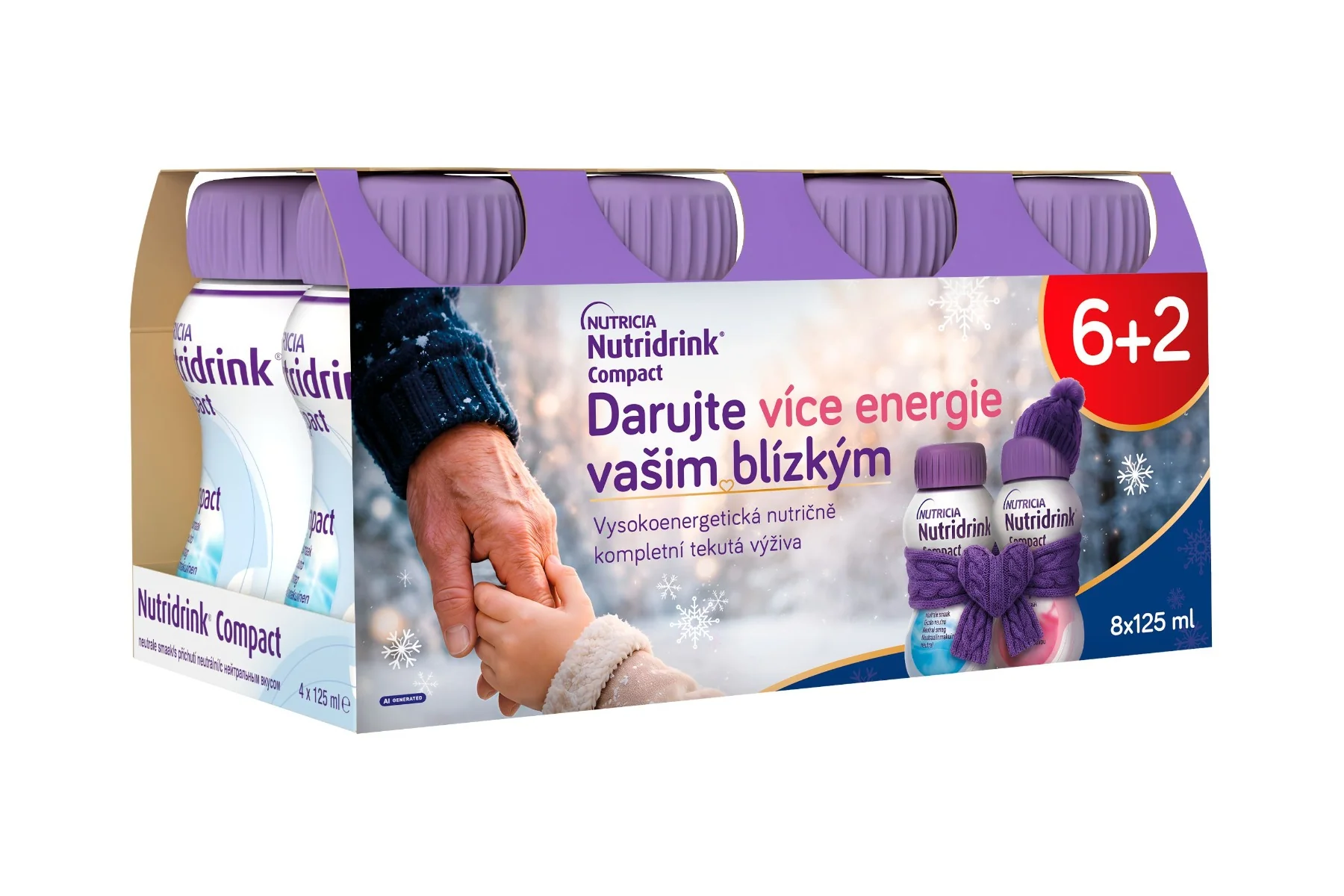 Nutridrink Compact 6+2 s příchutí neutral-jahoda 8x125 ml