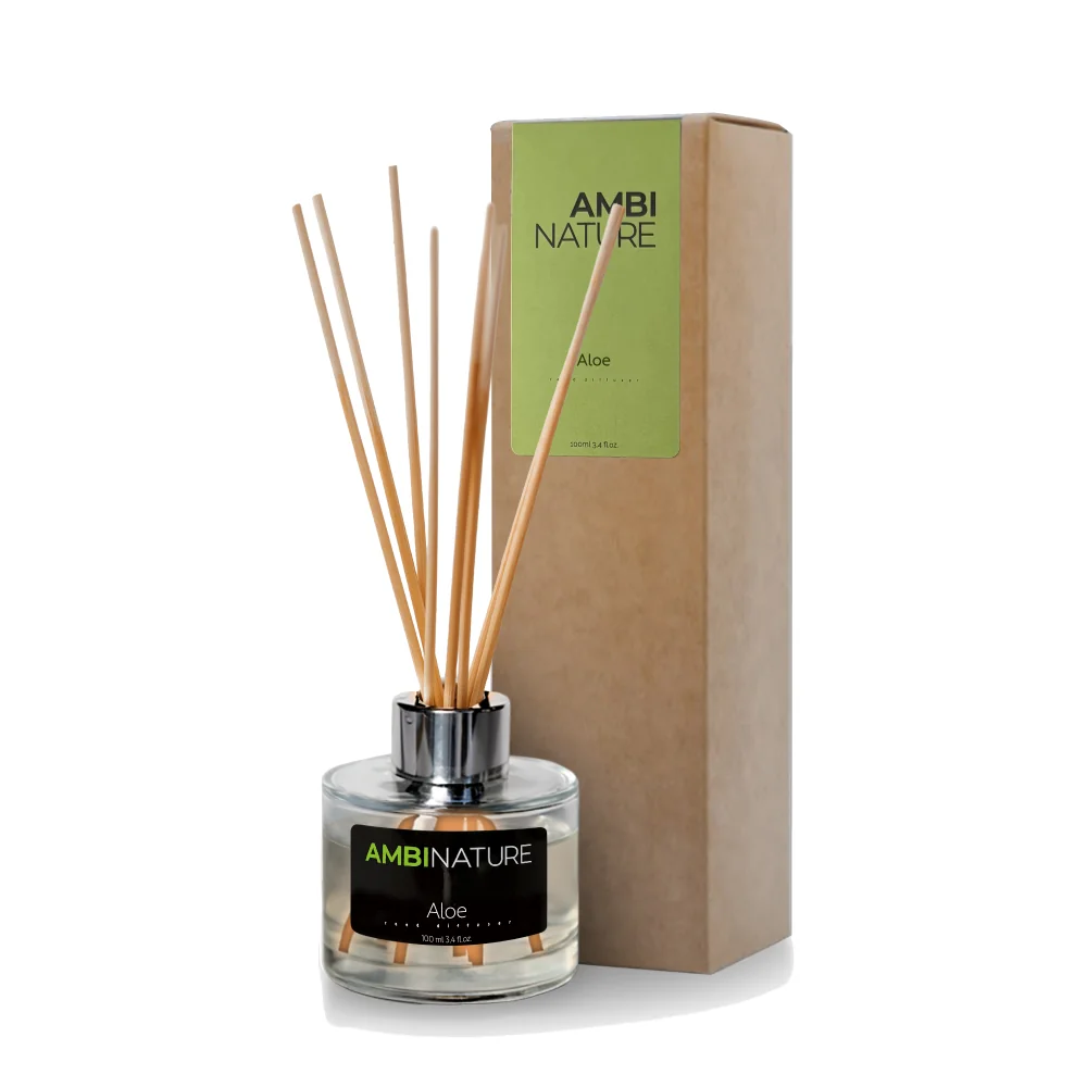 Ambinature Tyčinkový difuzér ALOE MIKADO 100 ml Černá