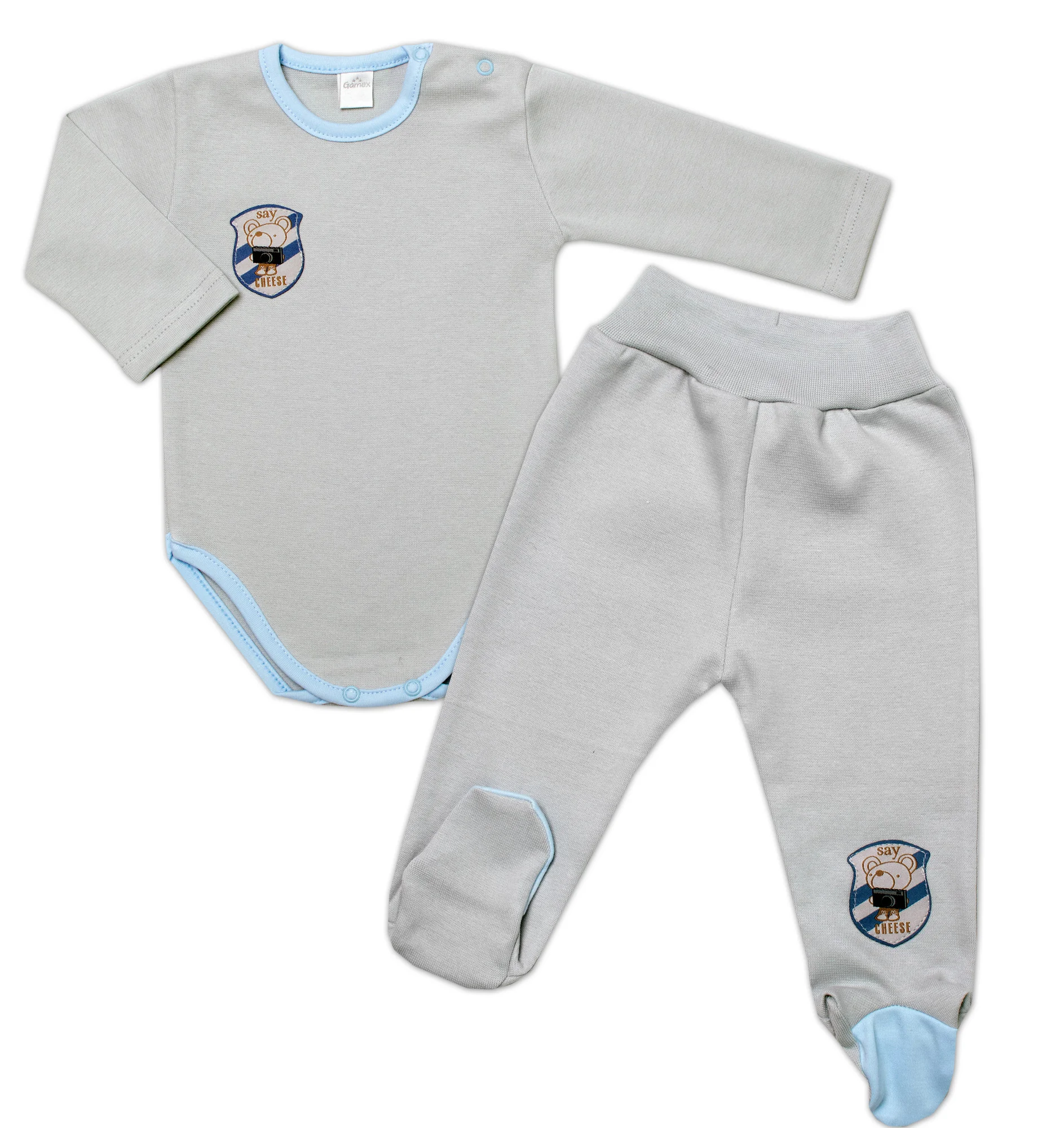 G-baby 2-dílná sada body dl. rukáv + polodupačky Fotograf, šedá, vel. 68
