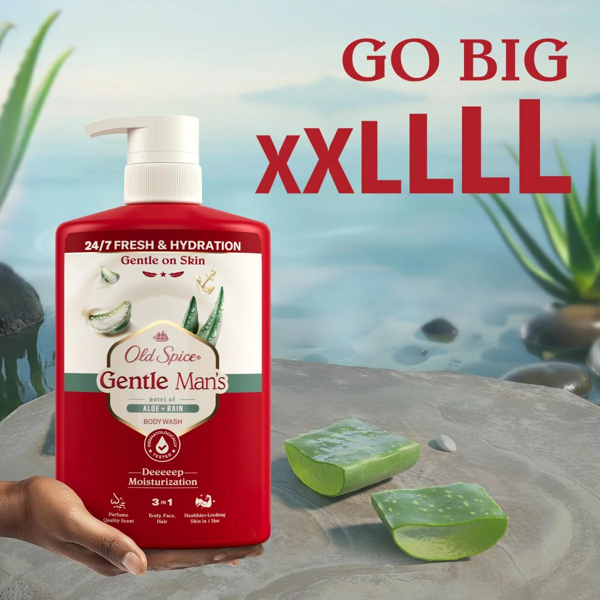Old Spice Gentle Man's Aloe + Rain sprchový gel a šampon 3v1 400 ml
