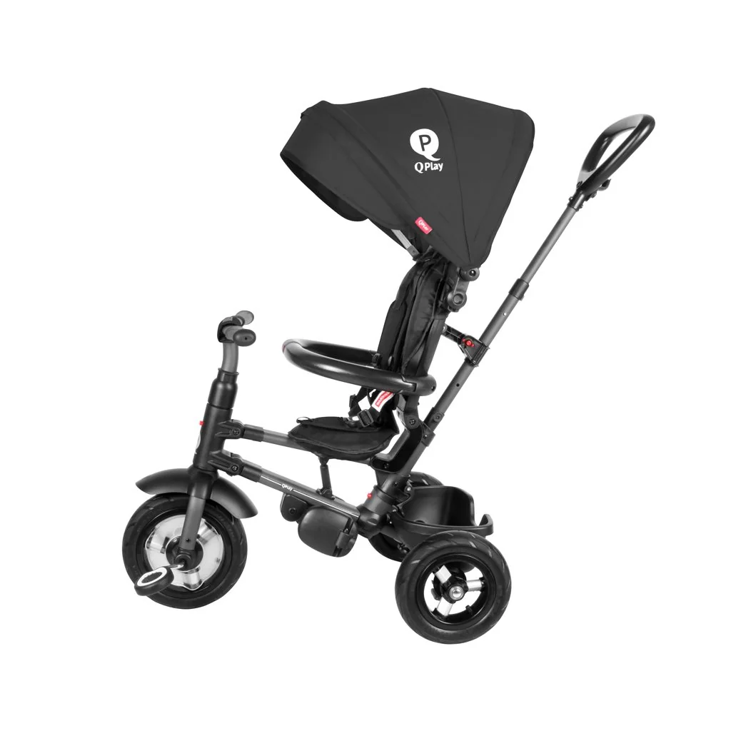 QPlay Tříkolka Rito air gel (Rubber) Grey, věk 10-72 měsíců