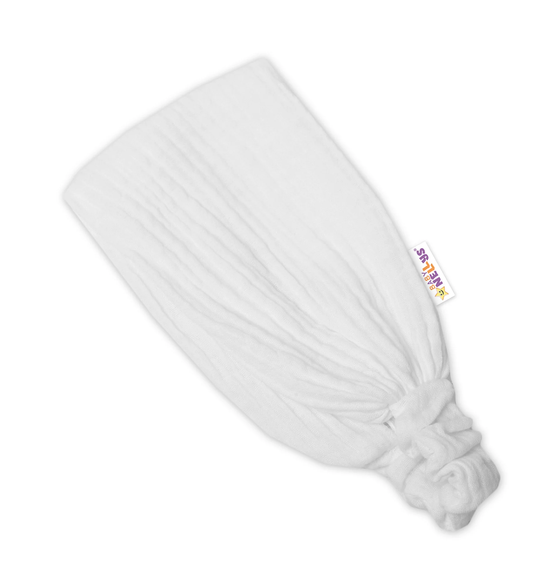 Baby Nellys Lehká mušelínová čelenka Bandana, bílá vel. 104/110