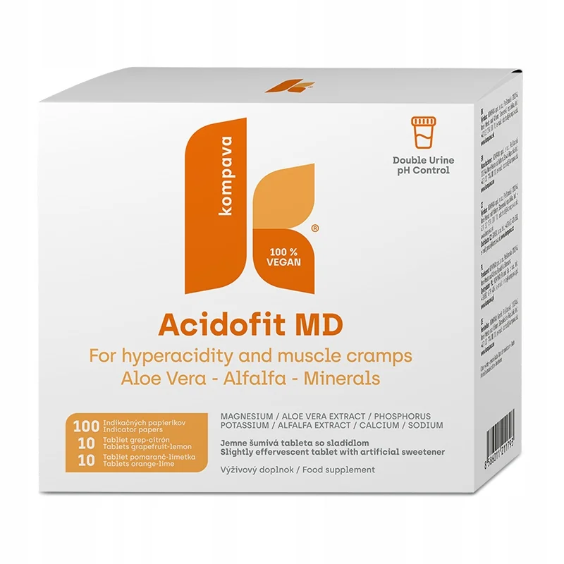 KOMPAVA AcidoFid MD MIX 20 tbl + 100 ks lakmusových papírků pro měření pH moči