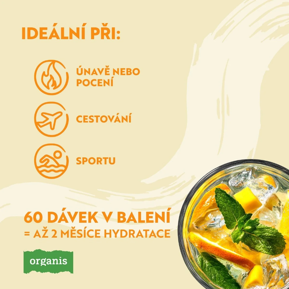 Organis Elektrolyty mango+pomeranč 60 dávek 314 g