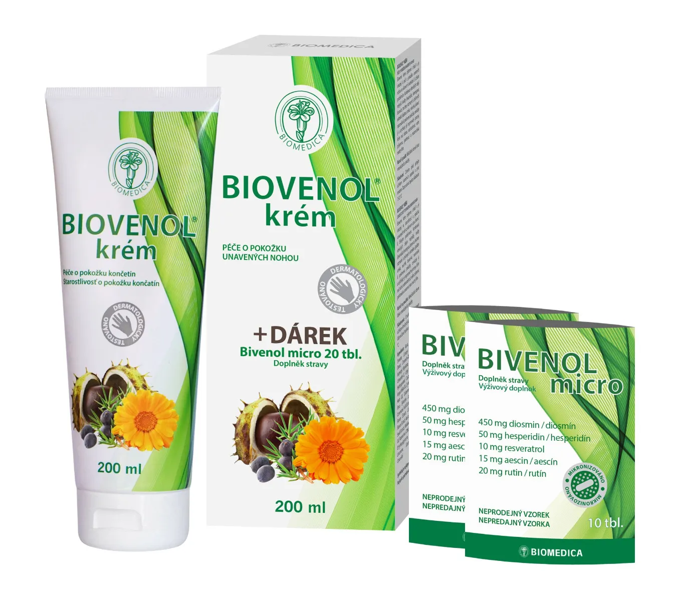 Biomedica Biovenol krém 200 ml + dárek Bivenol micro 20 tablet