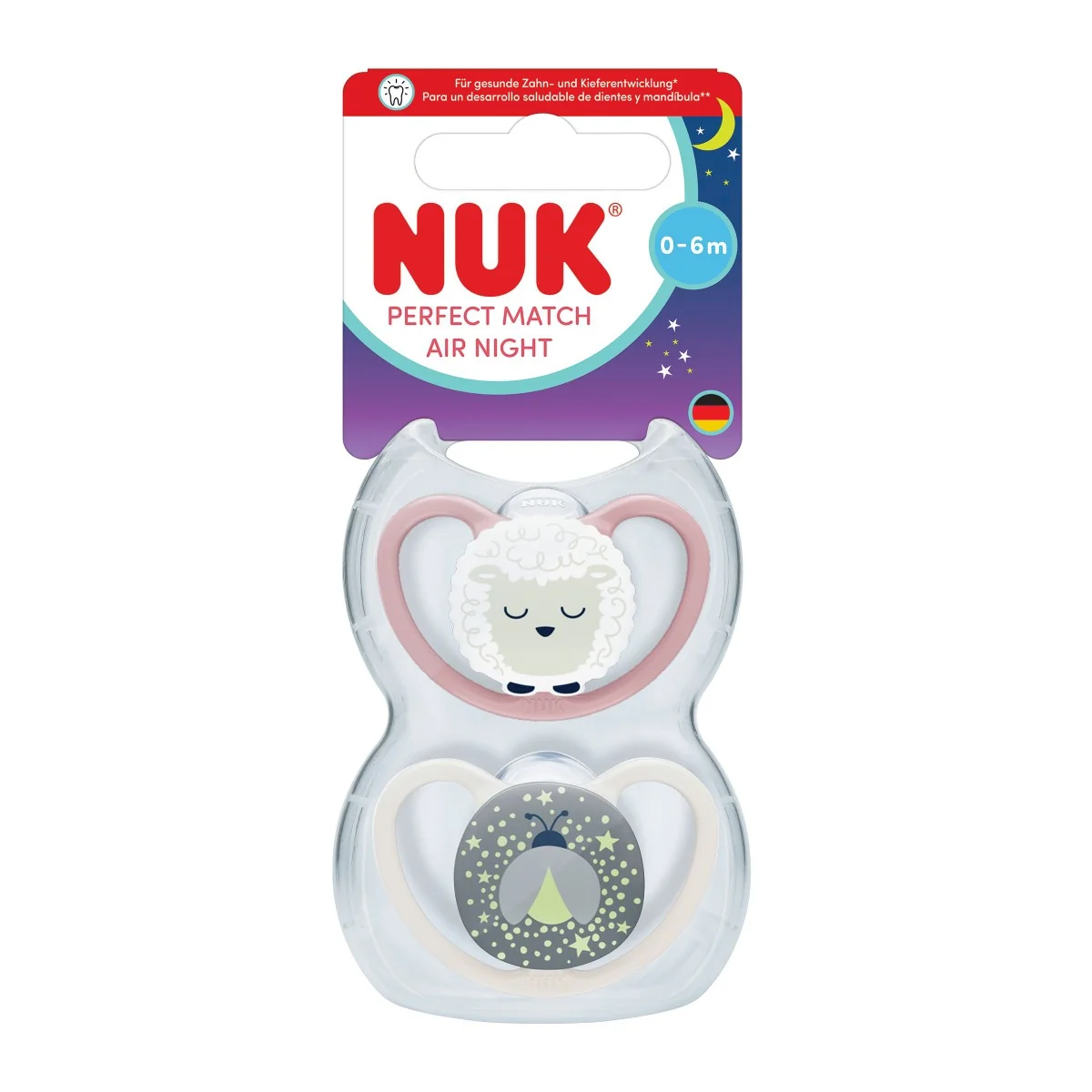 NUK Perfect Match Air Night Dudlík 0–6m box 2 ks firefly/sheep