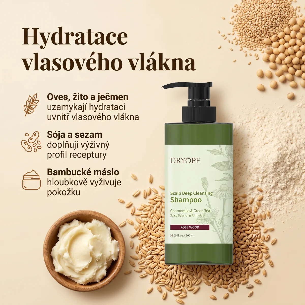 DRYOPE Rose Wood hloubkově čisticí šampon 500 ml