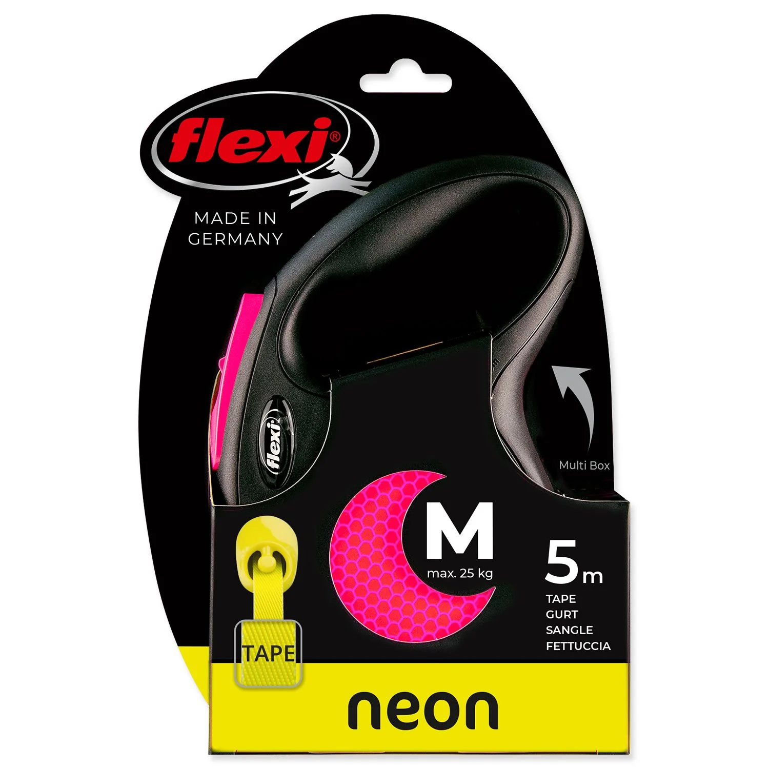 Flexi Vodítko Neon páska M růžové 5m