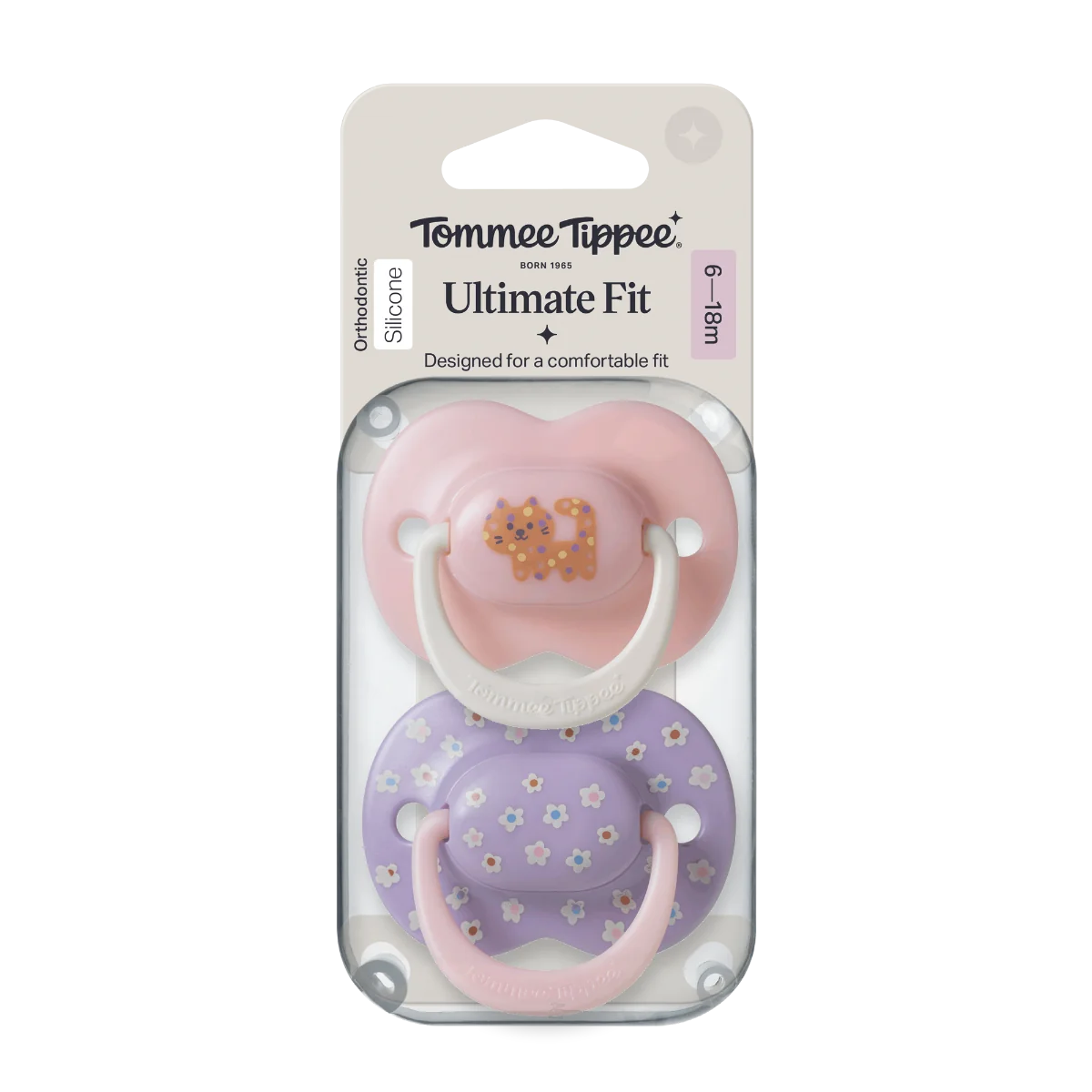 Tommee Tippee Silikonový dudlík Ultimate Fit Deco Girl 6-18m 2 ks více barevných variant