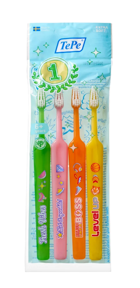 Tepe Select Compact Kids X-soft dětské zubní kartáčky 4 ks mix barev