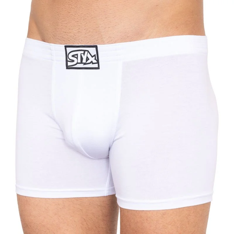 Styx Pánské boxerky long klasická guma bílé (F1061) S