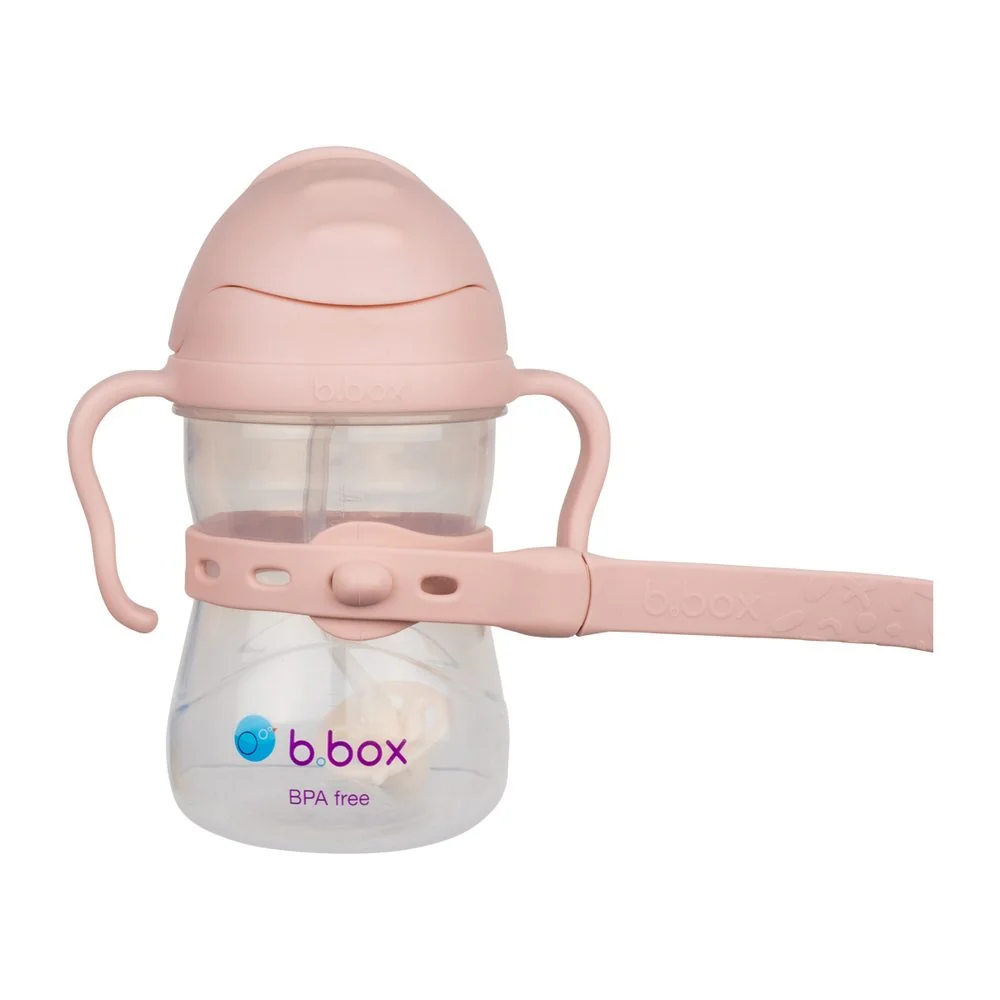 B.BOX Hrneček s brčkem 240 ml + Univerzální silikonový pásek - set růžový