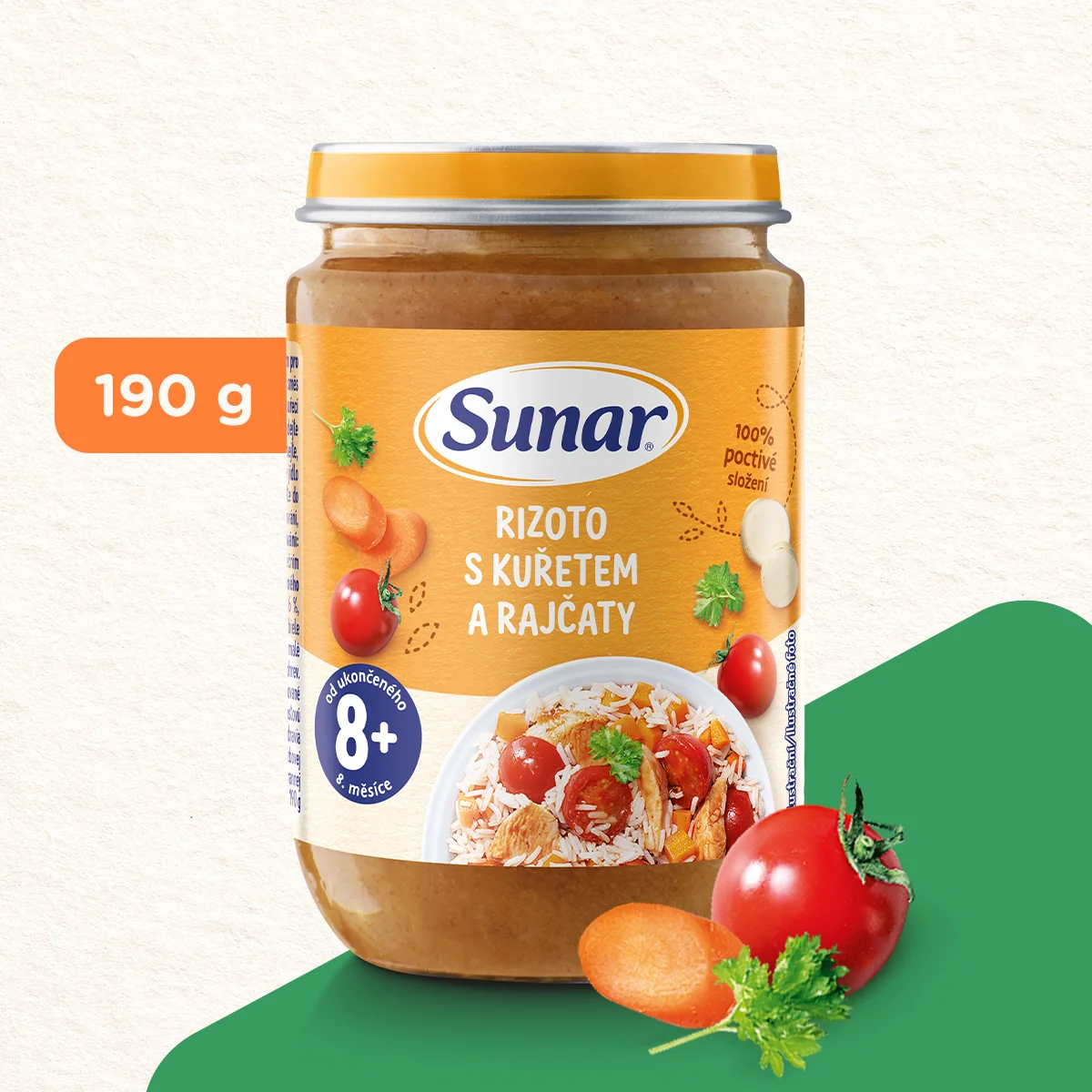 Sunar Příkrm Rizoto s kuřetem a rajčaty 8m+ 190 g