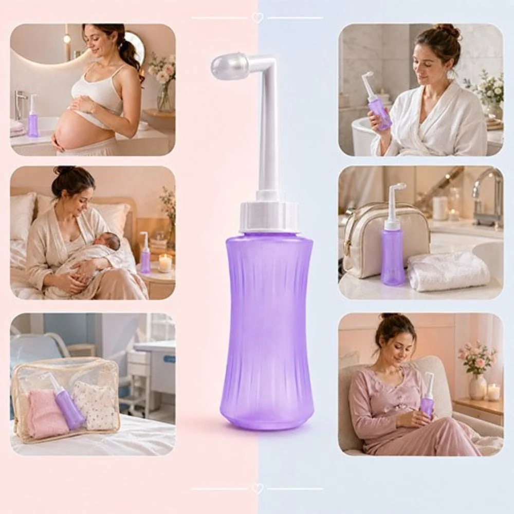 Babyono Poporodní lahvička na intimní hygienu s tryskou 340 ml, fialová