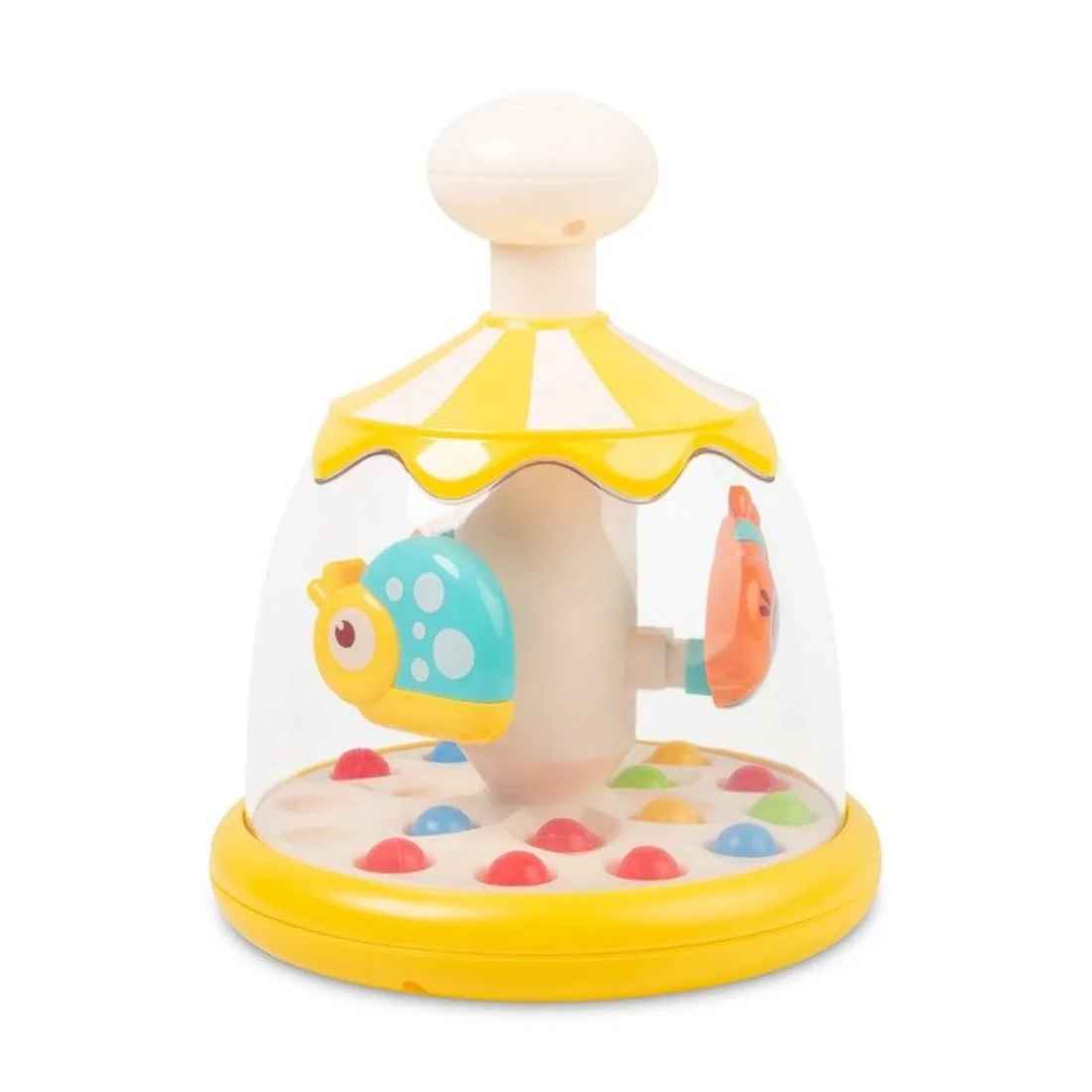 Toyz Toyz Edukační hračka Káča se zvířátky – žlutá, kolotoč, 6m+