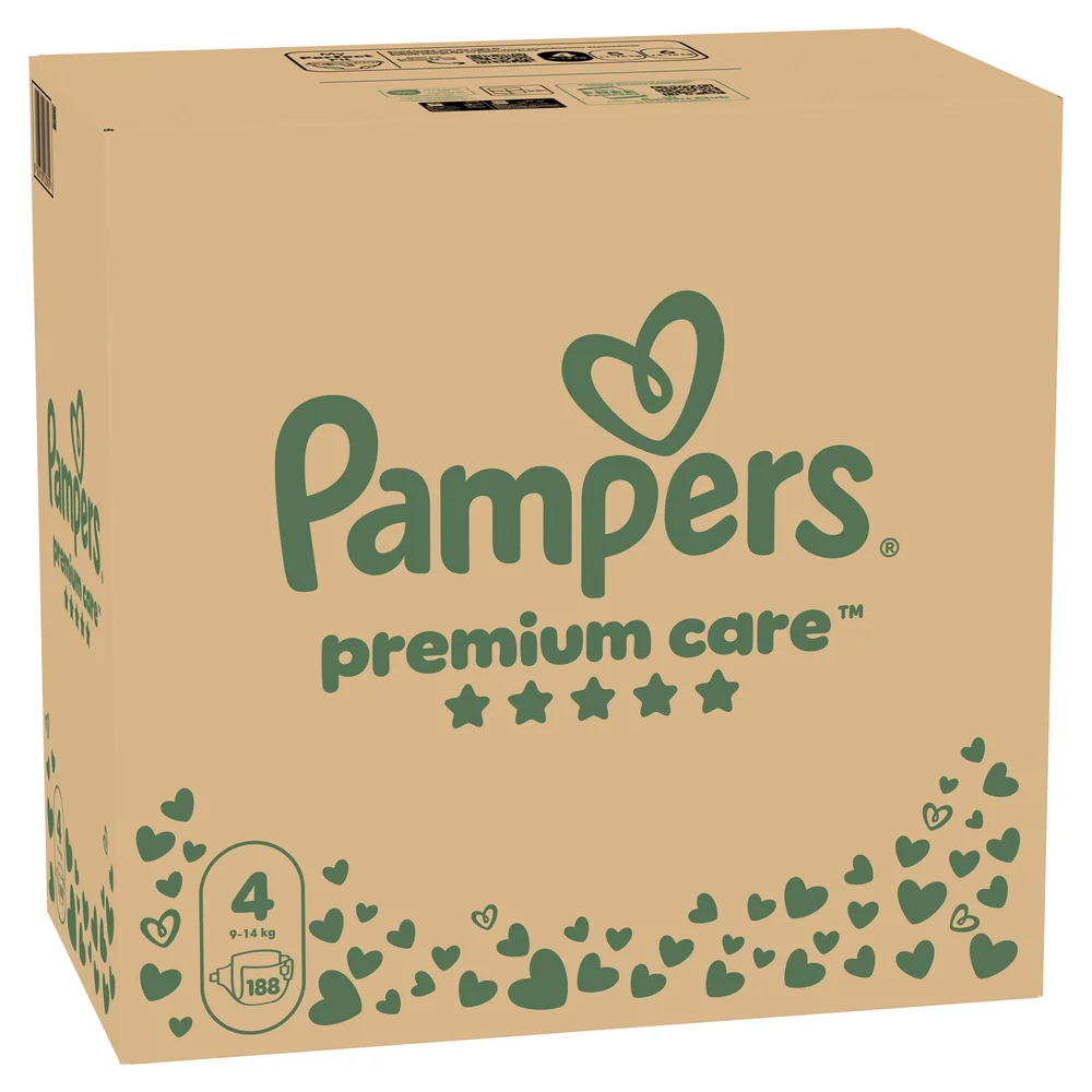Pampers Premium Care vel. 4 9–14 kg dětské pleny 188 ks