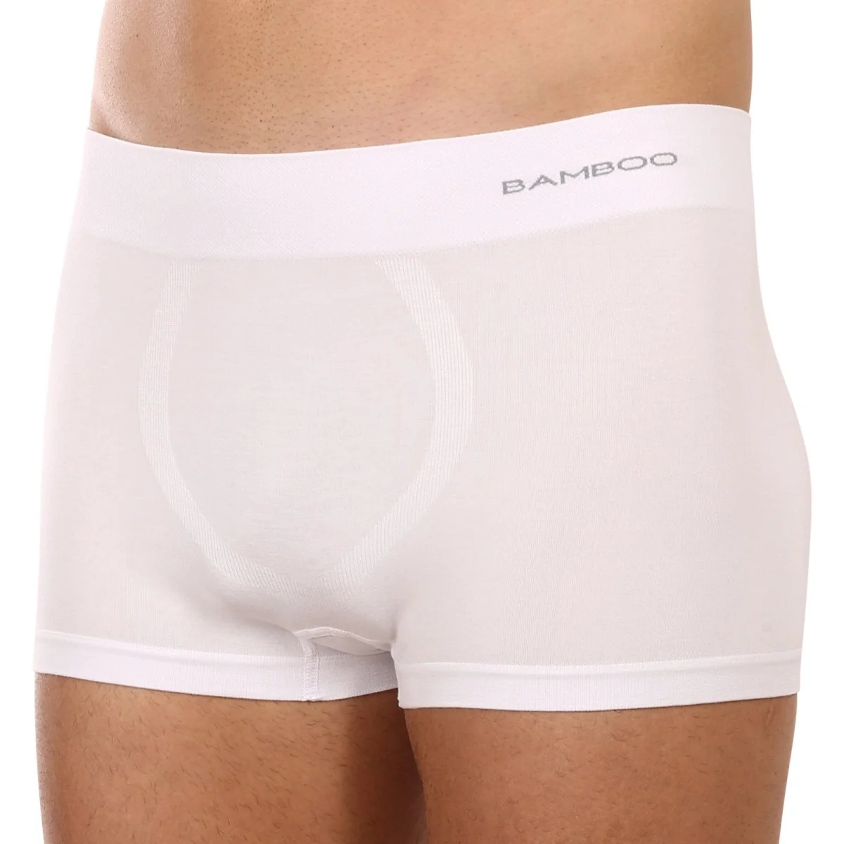 Gino Pánské boxerky bezešvé bambusové bílé (53005) XL