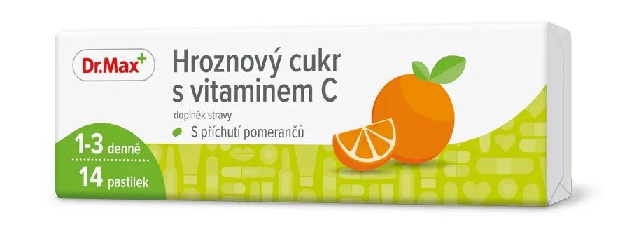 Dr. Max Hroznový cukr s vitaminem C pomeranč 14 pastilek