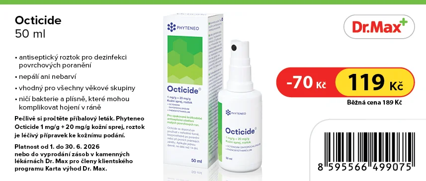 ENEO Octicide 1 mg/g + 20 mg/g kožní sprej, roztok 50 ml ENEO Octicide 1 mg/g + 20 mg/g kožní sprej, roztok 50 ml