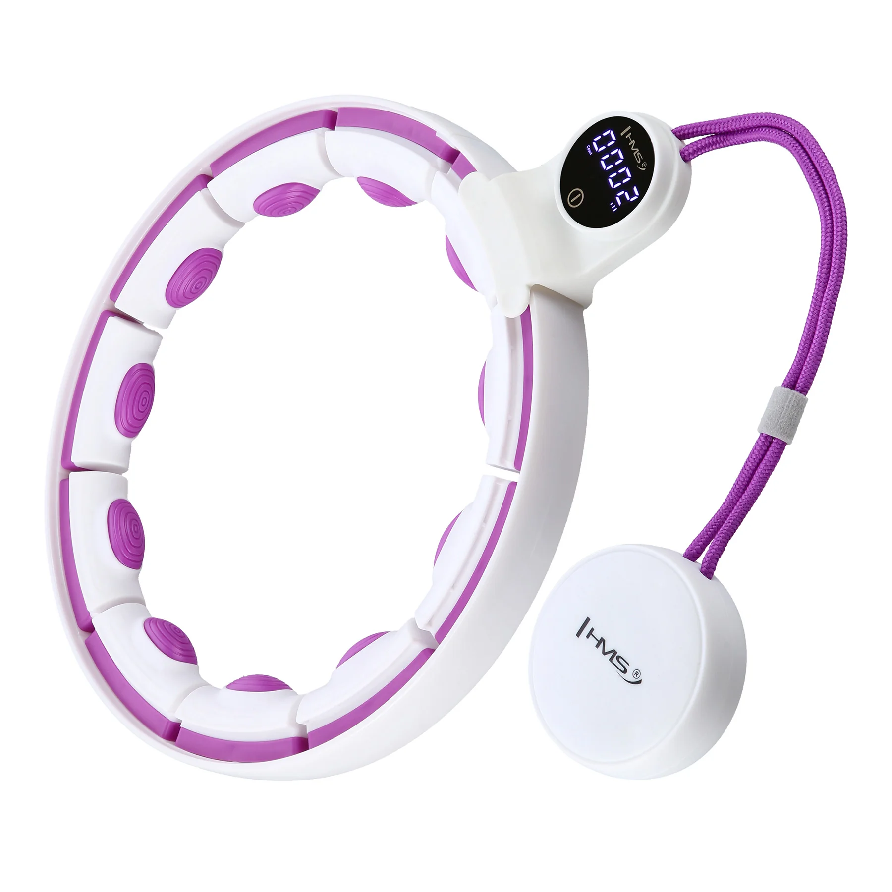 HMS Masážní hula hoop HHM17 se závažím, magnety a počítadlem bílá/fialová