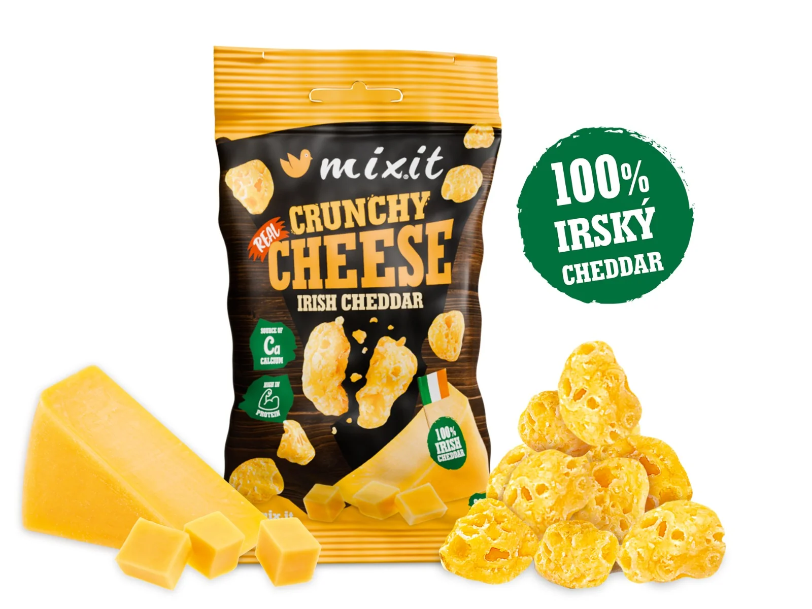 Mixit Křupavý sýr do kapsy Irský cheddar 20 g