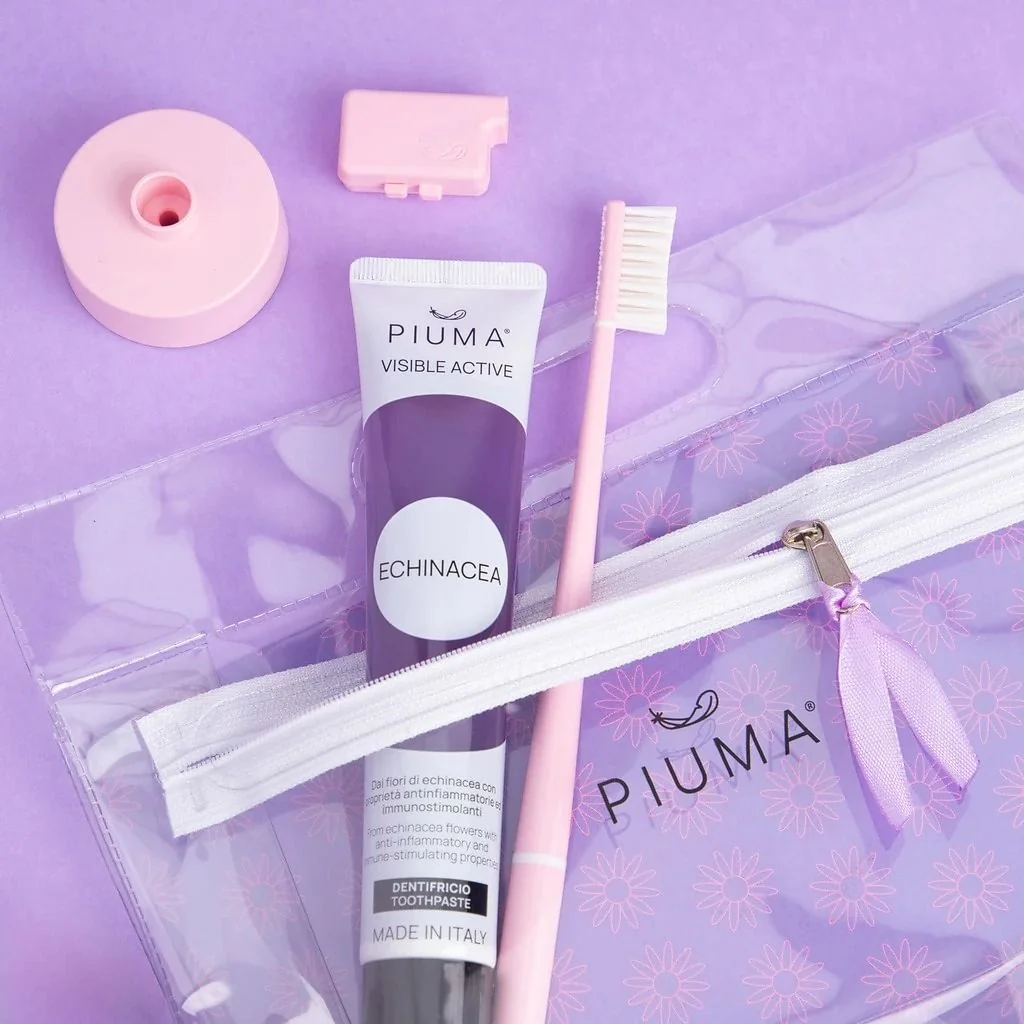 Piuma Dárkový set na péči o zuby s echinaceou 4 ks Baby Pink