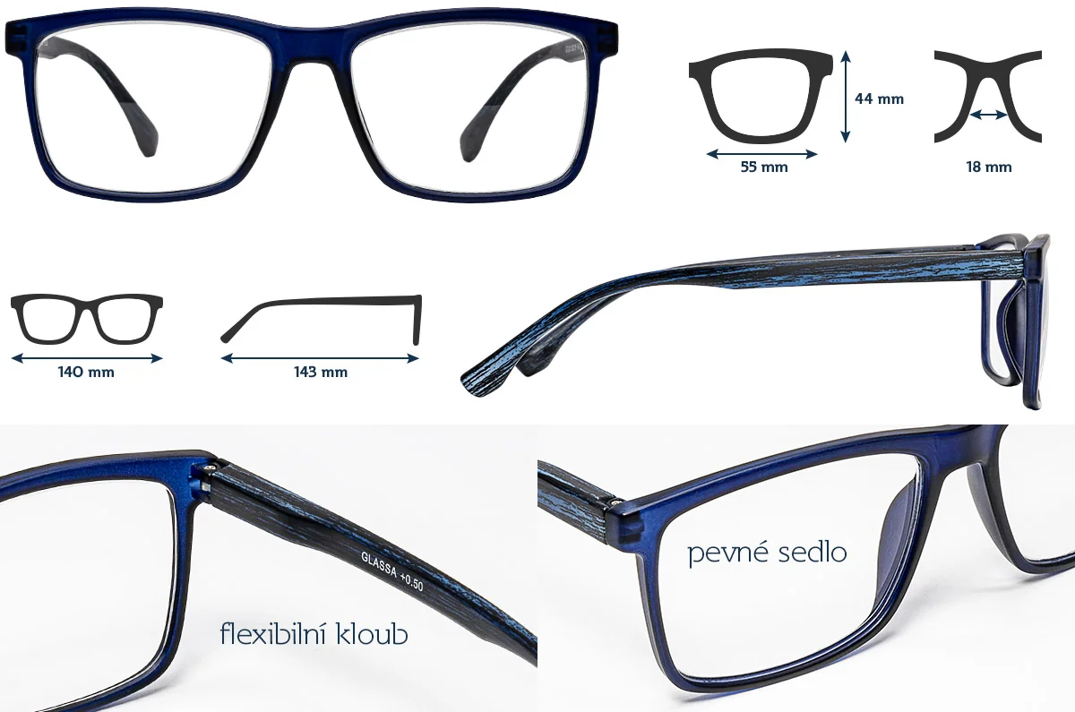 Glassa Brýle na čtení G 324 +1,50 modré