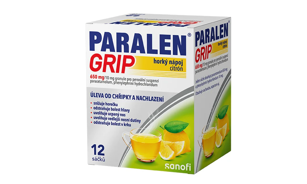 Paralen Grip Horký nápoj citrón 12 sáčků Paralen Grip Horký nápoj citrón 12 sáčků