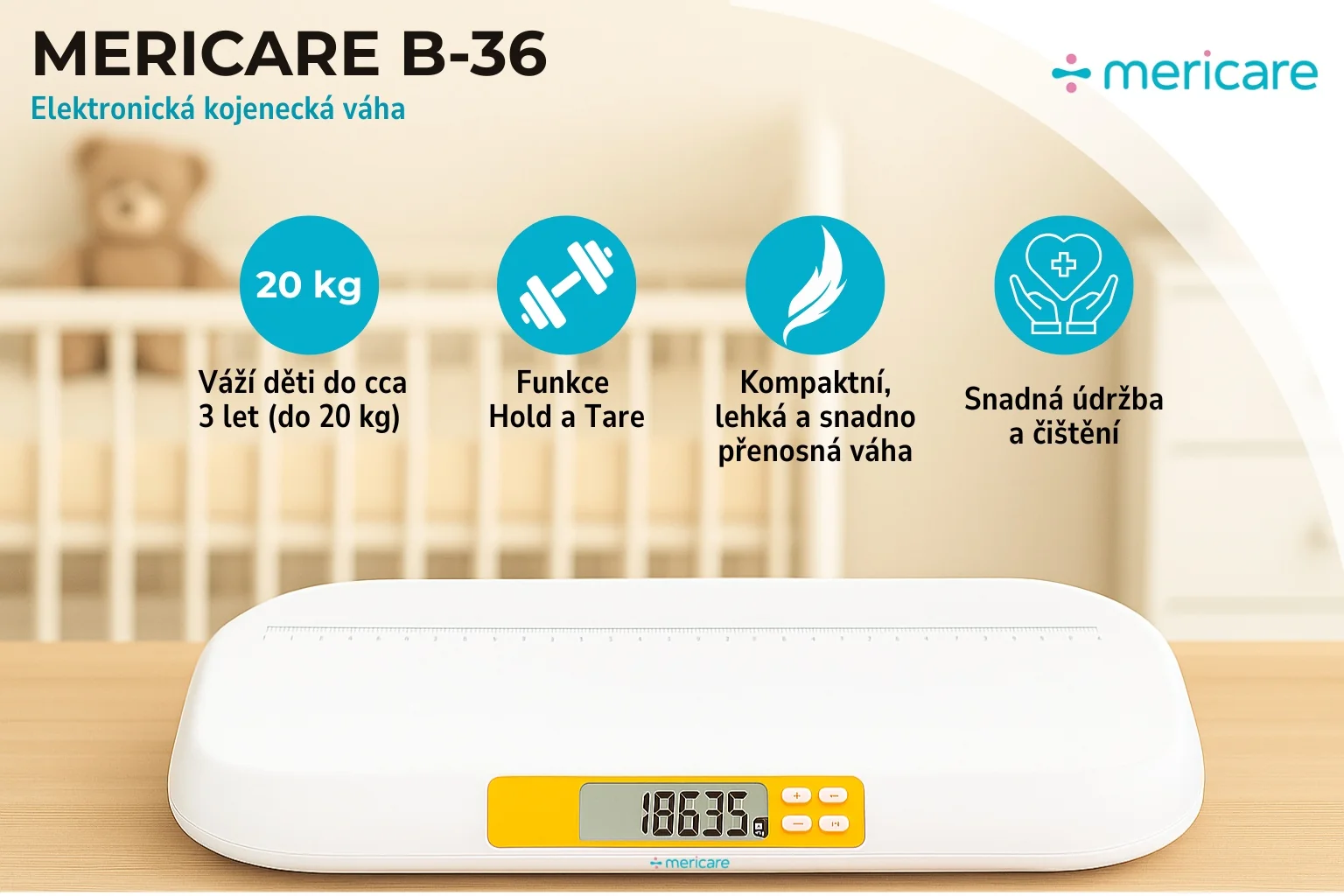 Mericare B-36 kojenecká váha s růstovým metrem