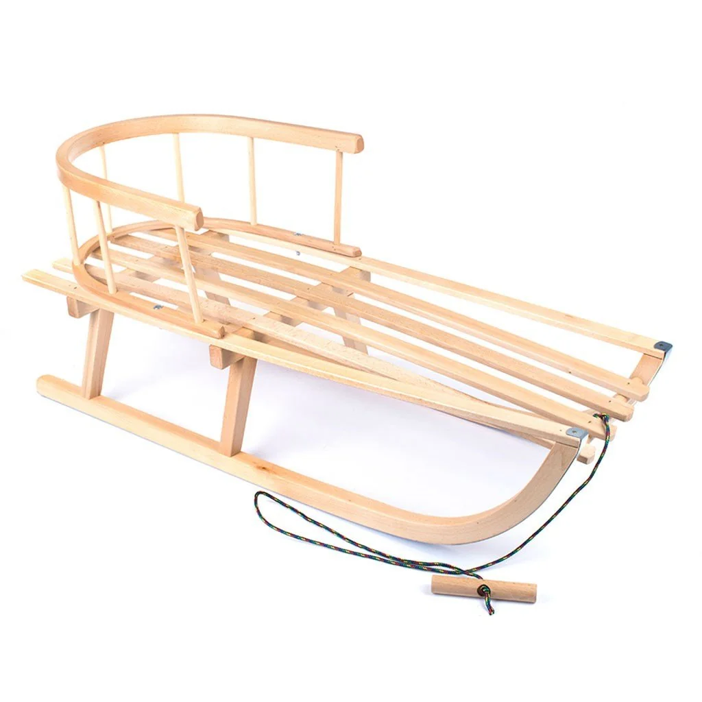 Bayo Dětské celodřevěné sáňky s opěradlem a provázkem  90 cm