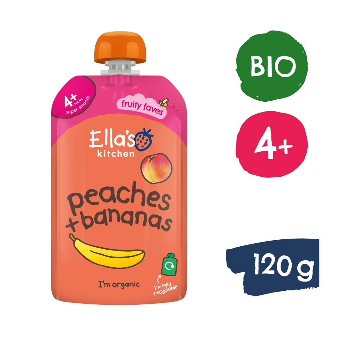 Ellas Kitchen BIO Banán a broskve kapsička 120 g