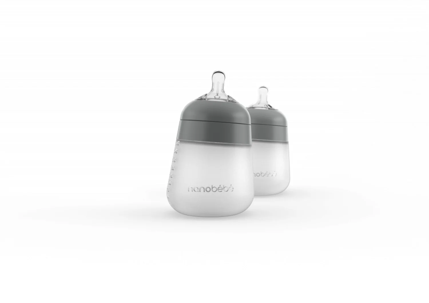 Nanobébé Silikonová dětská Flexy láhev 270ml 2ks - šedá