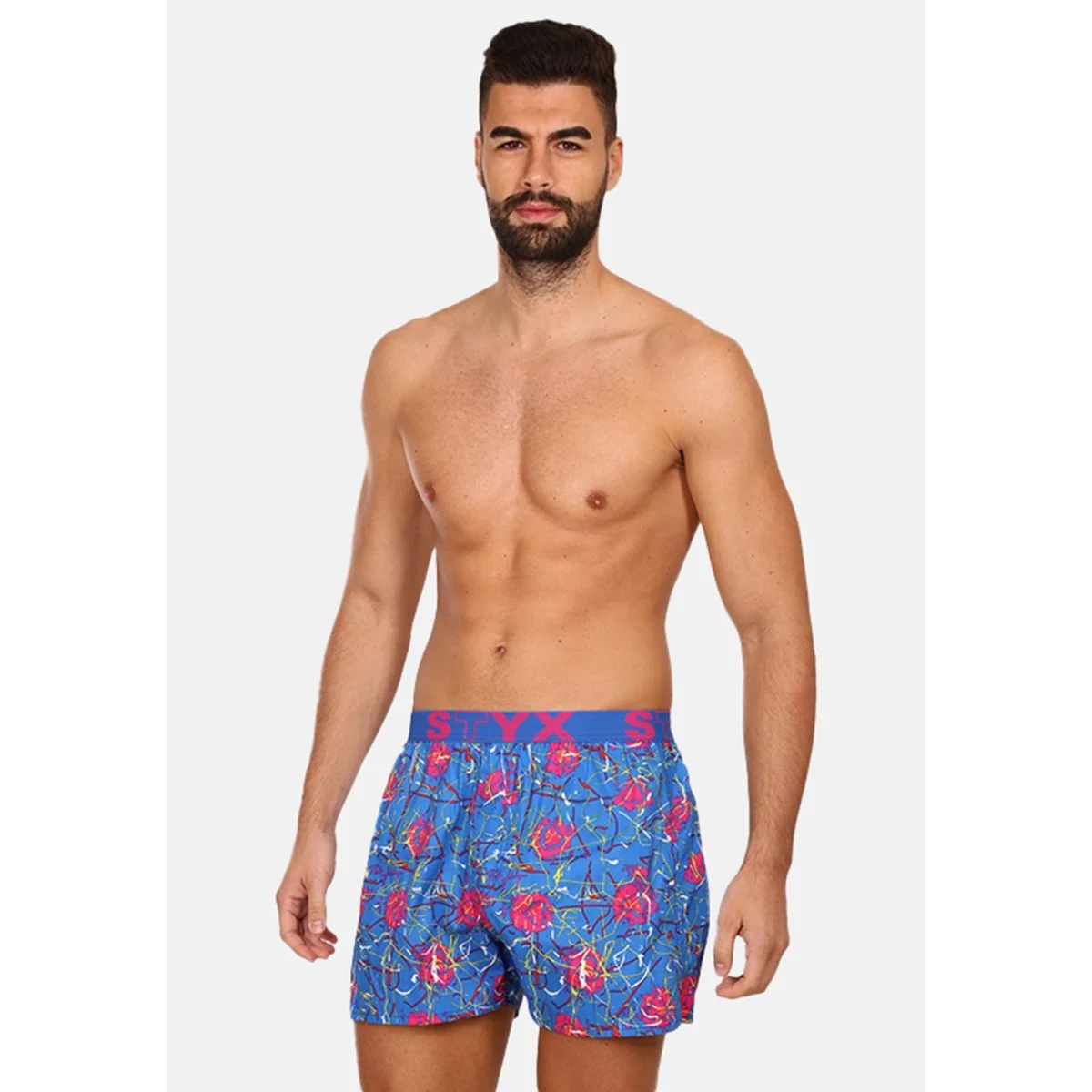 Styx Pánské trenky art sportovní guma Jáchym srdíčka (B1358) L