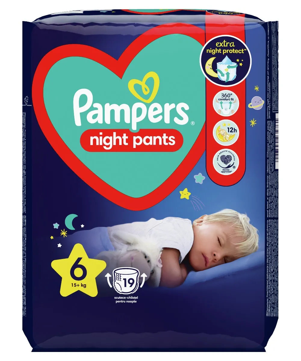 Pampers Night Pants vel. 6 15+ kg dětské plenkové kalhotky 19 ks