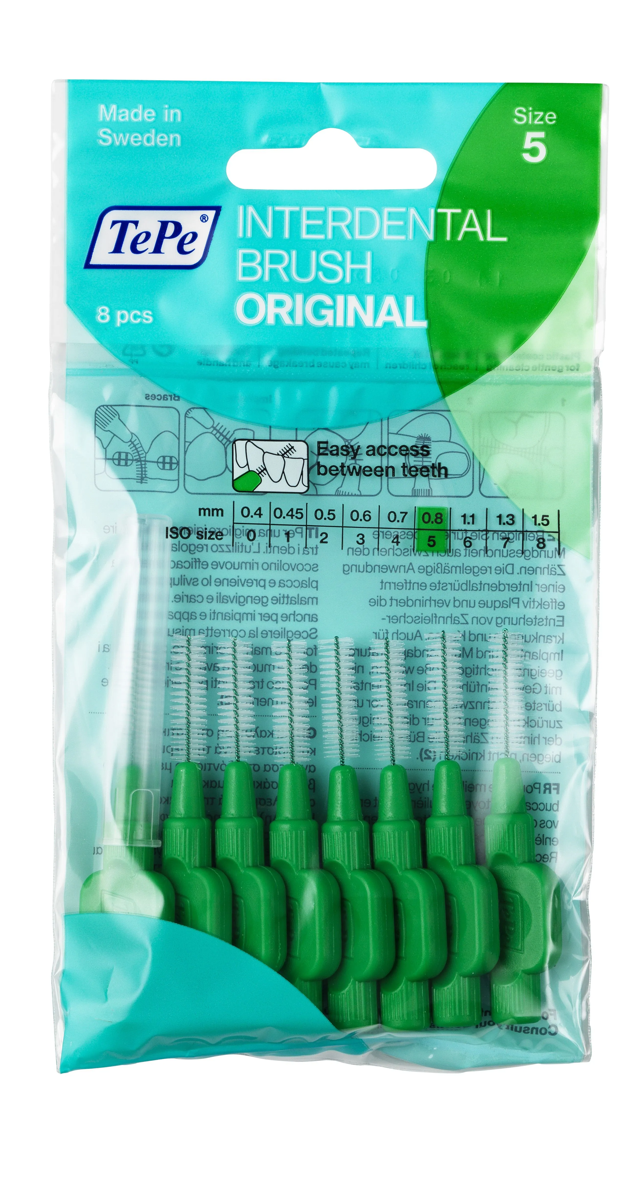 Tepe Mezizubní kartáčky zelené 0,8 mm sáček 8 ks