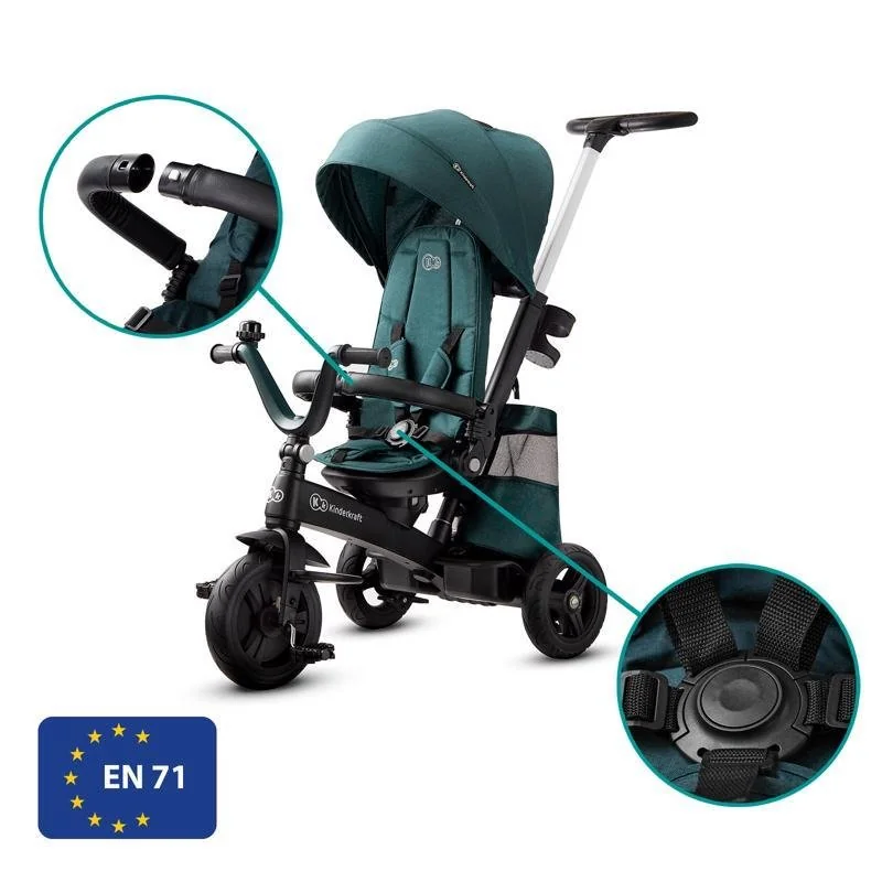 Kinderkraft select Tříkolka Easytwist Midnight Green, Premium