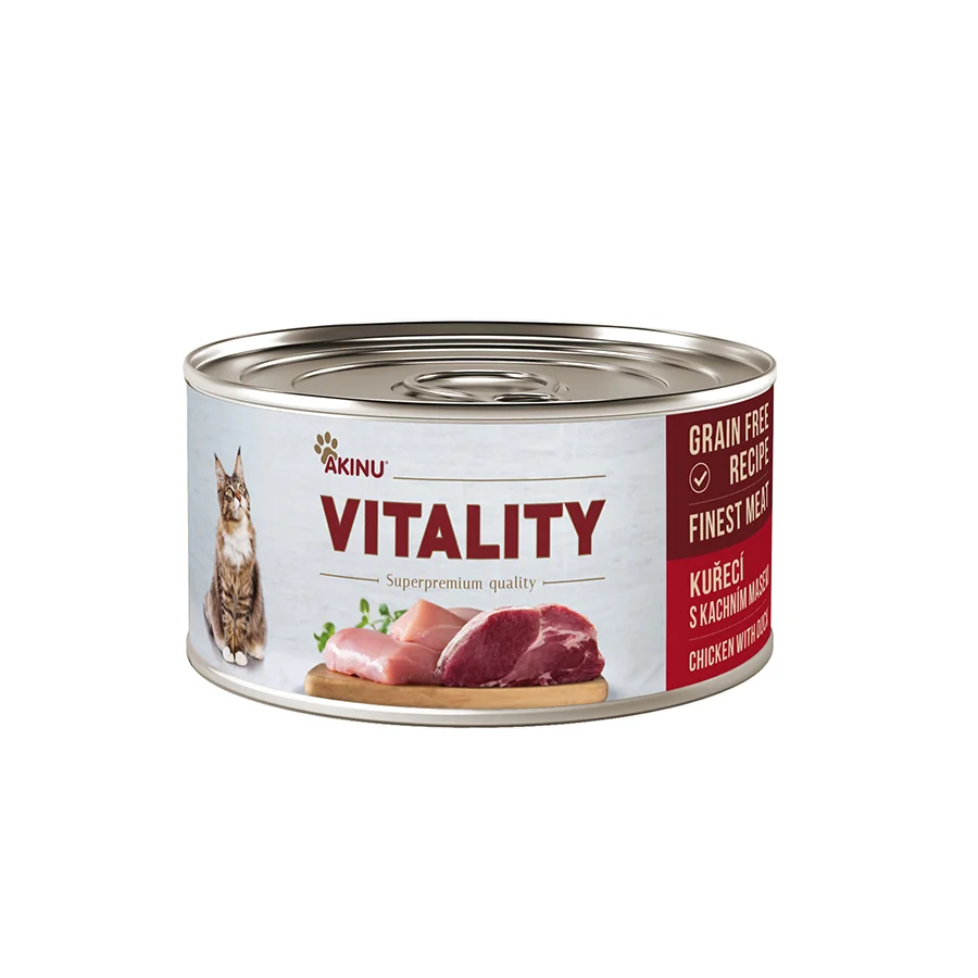 Akinu VITALITY Kuřecí & kachní maso konzerva pro kočky 10 x 70 g