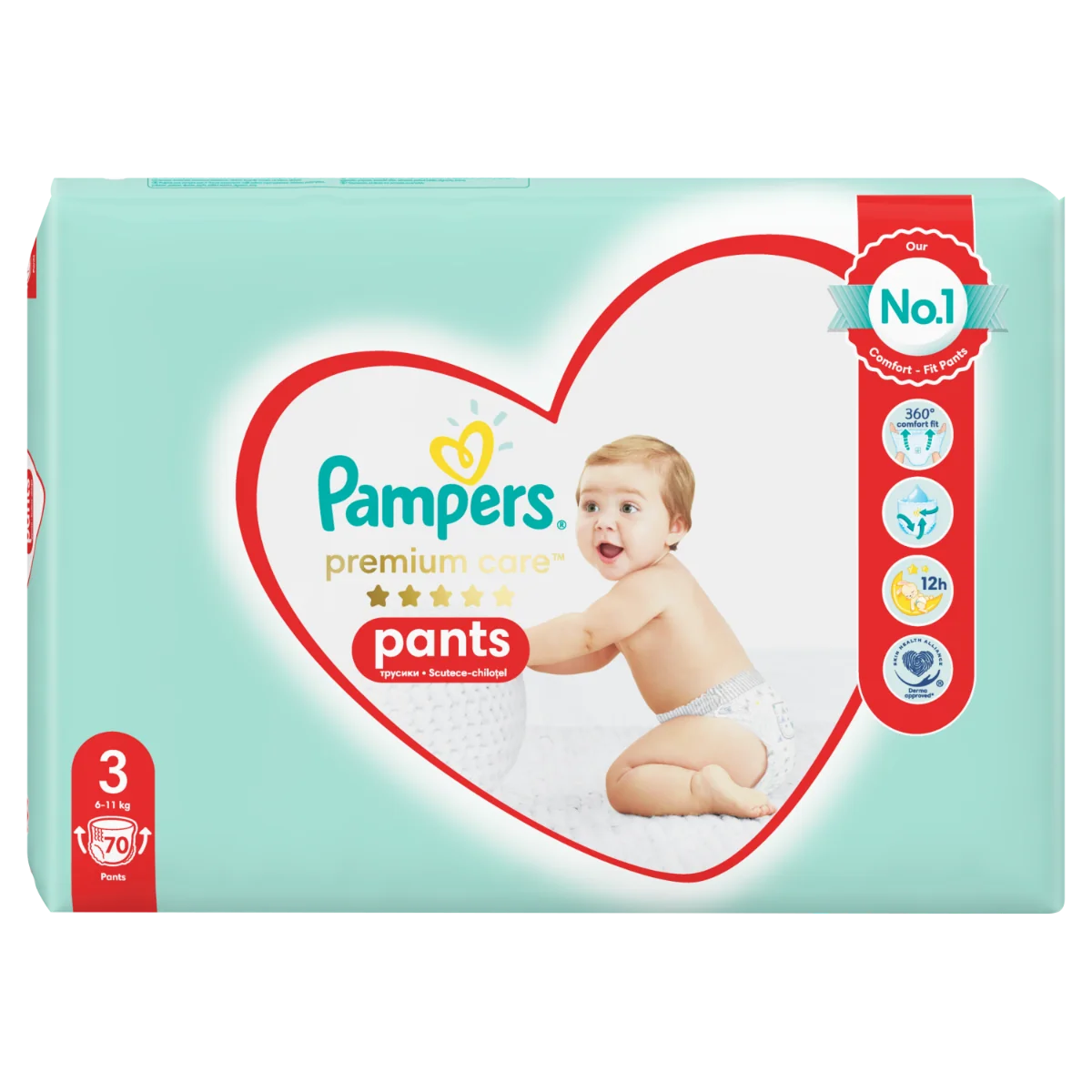 Pampers Premium Care Pants vel. 3 dětské plenkové kalhotky 70 ks