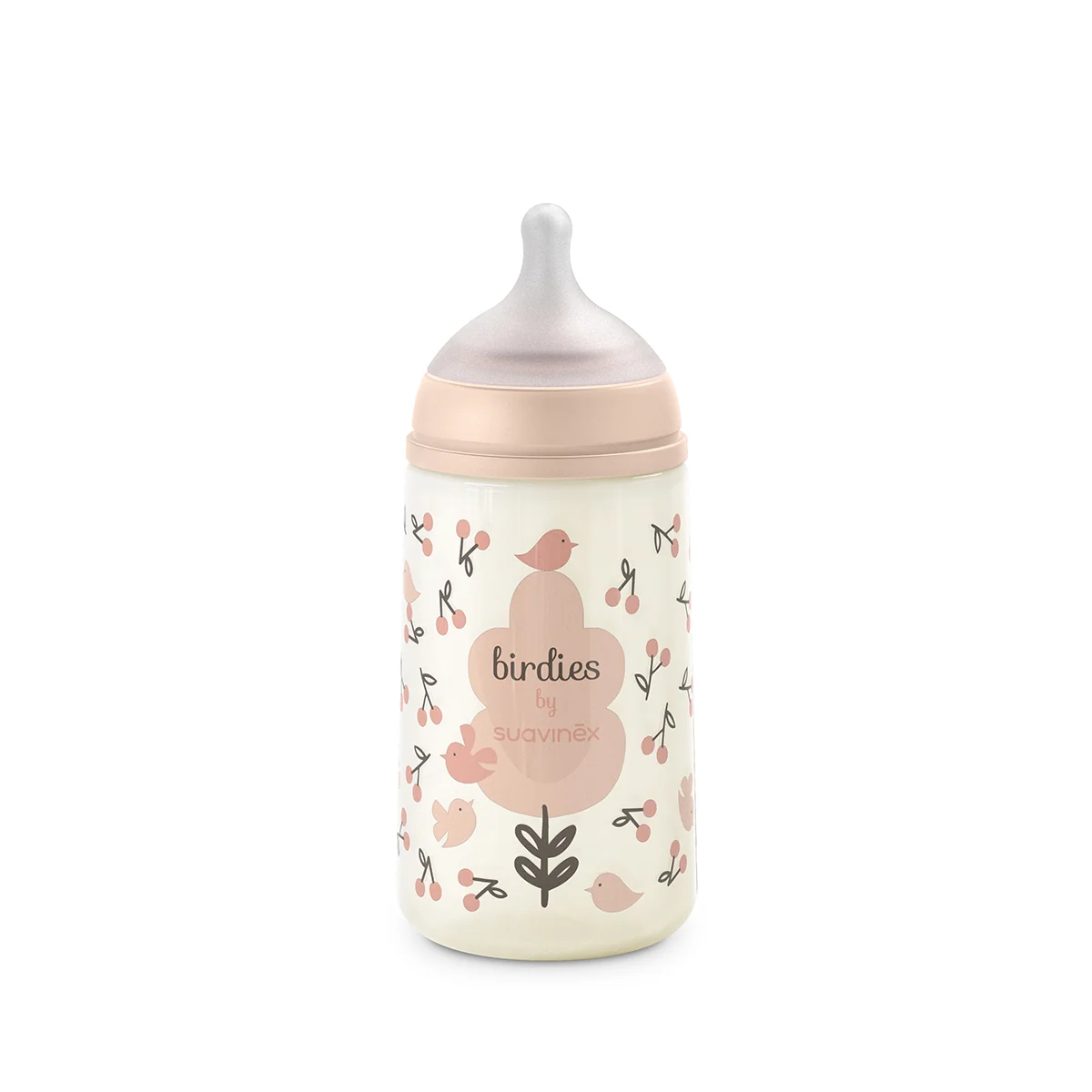 Suavinex Kojenecká láhev BIRDIES M 270 ml 1 ks růžová