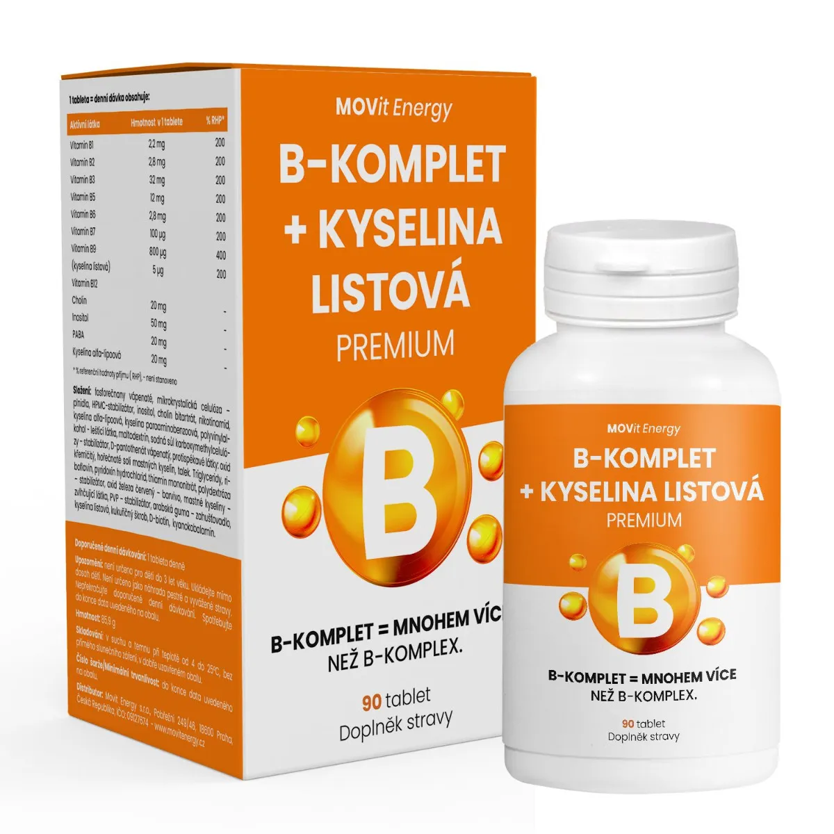 MOVit Energy B-Komplet + Kyselina listová PREMIUM 90 tablet