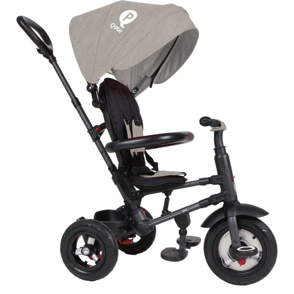 QPlay Tříkolka Rito air gel (Rubber) Grey, věk 10-72 měsíců