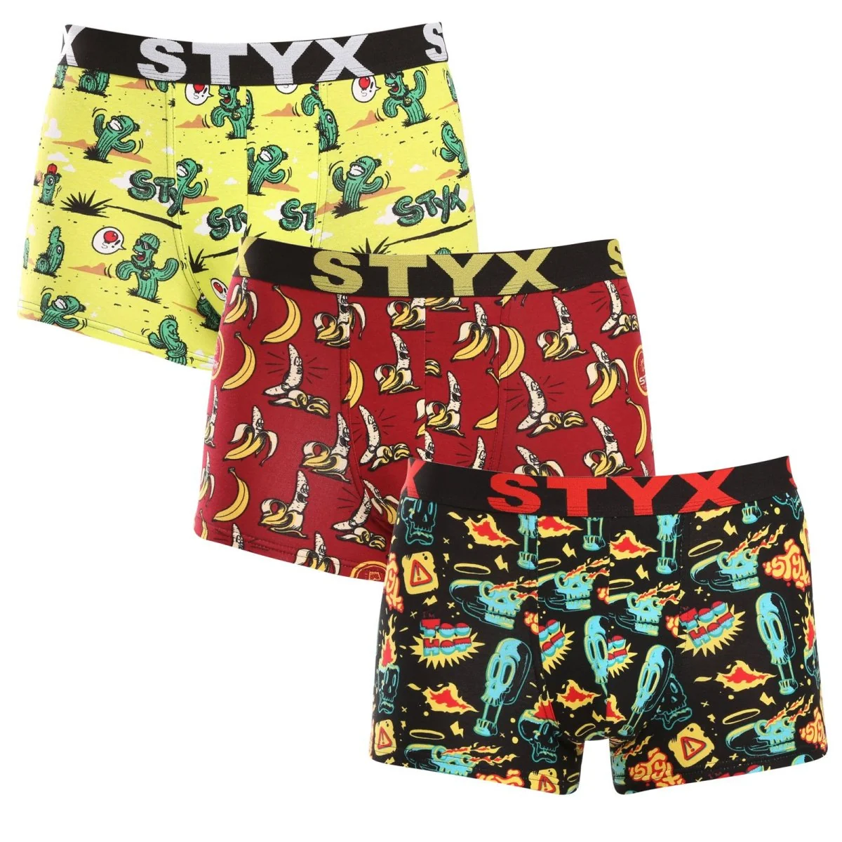 Styx 3PACK pánské boxerky art sportovní guma vícebarevné (3G13198) M